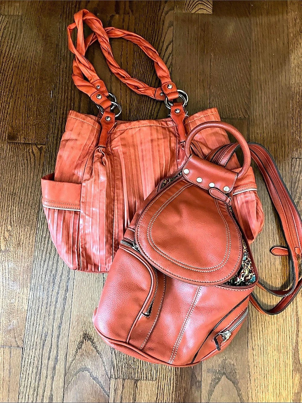 Convertible Backpack Bag in Red & Brown bundle of 2